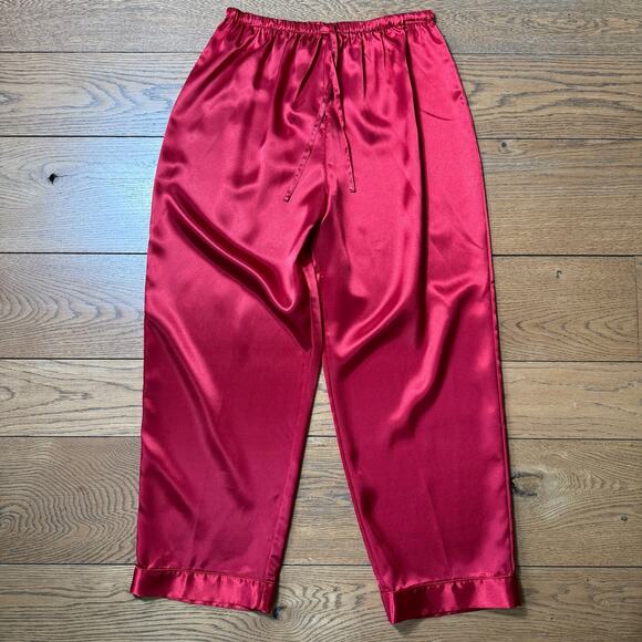 Valerie Stevens Petites 2PC Women Satin Pajamas SZ LP Red Romantic Lounge Sexy - Picture 5 of 9